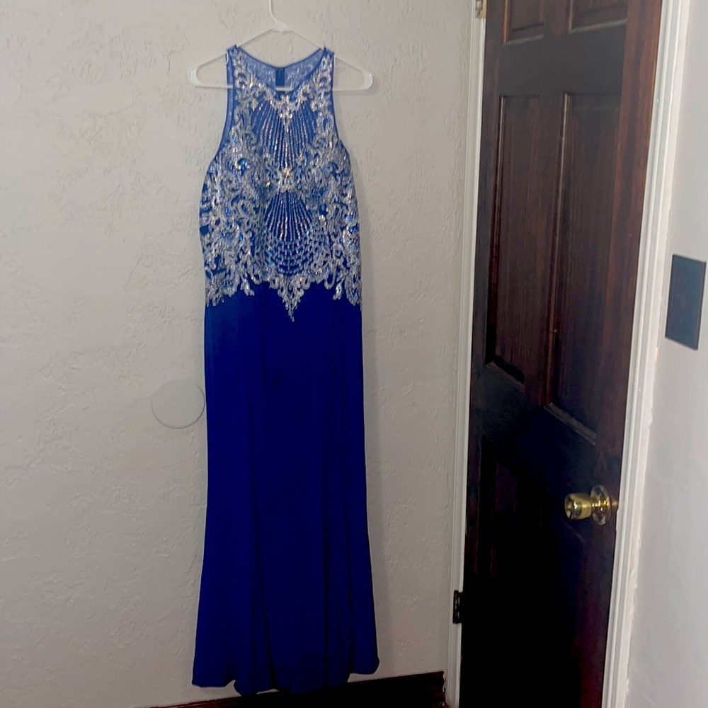 Blue rhinestone dress beautiful!